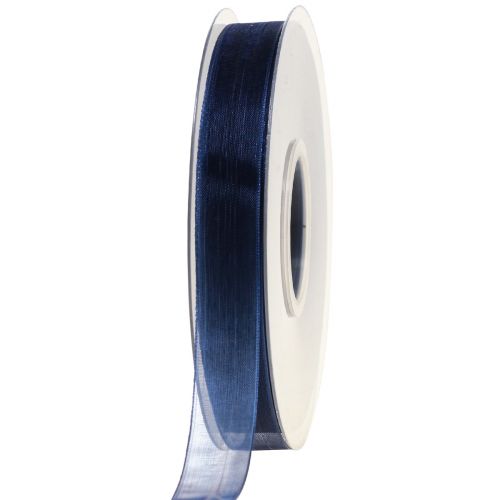 Organza ribbon gift ribbon dark blue ribbon blue selvedge 15mm 50m