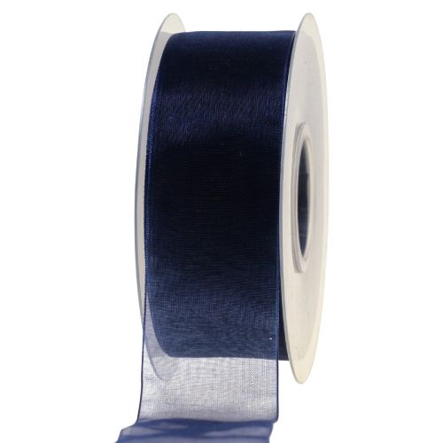 Floristik24 Organza ribbon gift ribbon dark blue ribbon blue selvedge 40mm 50m