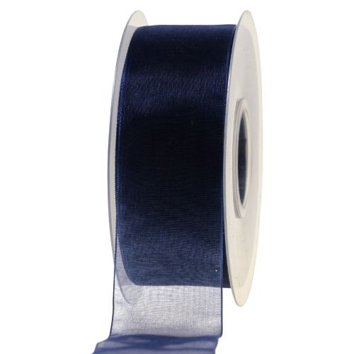 Product Organza ribbon gift ribbon dark blue ribbon blue selvedge 40mm 50m