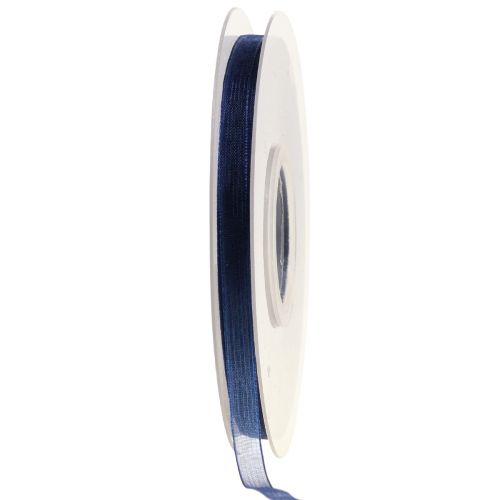 Organza ribbon gift ribbon dark blue ribbon blue selvedge 6mm 50m