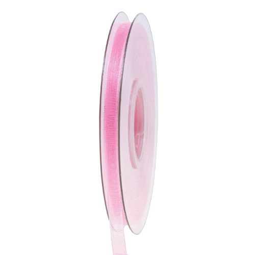 Floristik24 Organza ribbon gift ribbon pink ribbon selvedge 6mm 50m