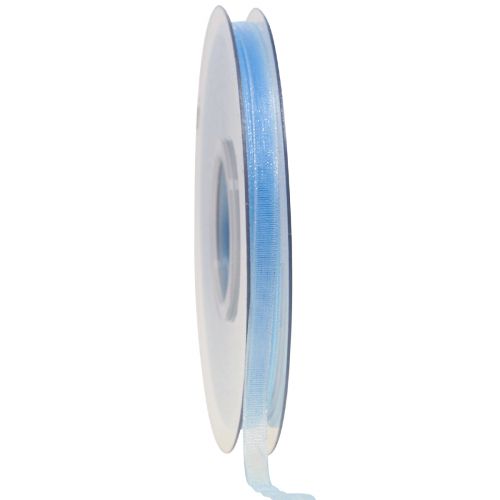 Organza ribbon gift ribbon light blue ribbon blue selvedge 6mm 50m