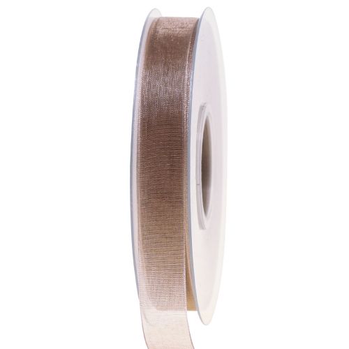 Floristik24 Organza ribbon gift ribbon beige ribbon selvedge taupe 15mm 50m