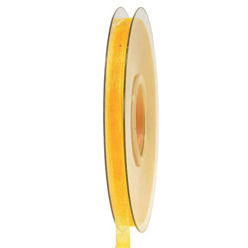 Floristik24 Organza ribbon gift ribbon yellow ribbon selvedge 6mm 50m
