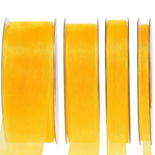 Floristik24 Organza ribbon gift ribbon yellow ribbon deco ribbon selvedge 50m