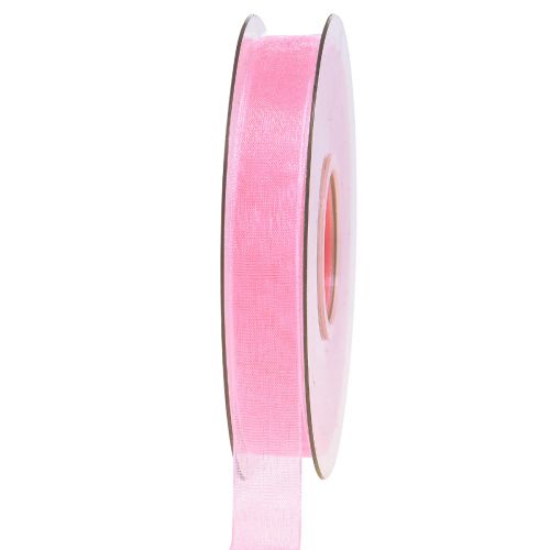 Product Organza Ribbon Gift Ribbon Pink Ribbon Selvedge 15mm 50m