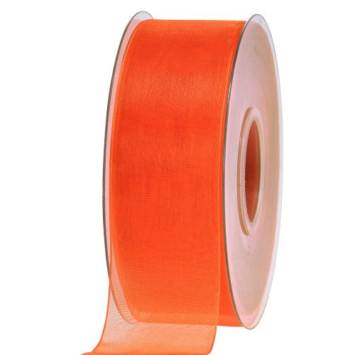 Floristik24 Organza ribbon gift ribbon orange ribbon selvedge 40mm 50m