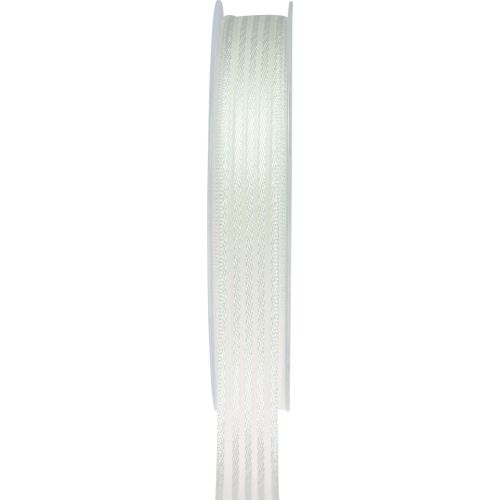 Organza ribbon with stripes gift ribbon white 15mm 20m
