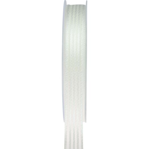 Floristik24 Organza ribbon with stripes gift ribbon white 15mm 20m