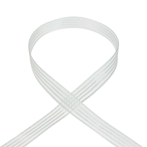 Product Organza ribbon with stripes gift ribbon white 15mm 20m
