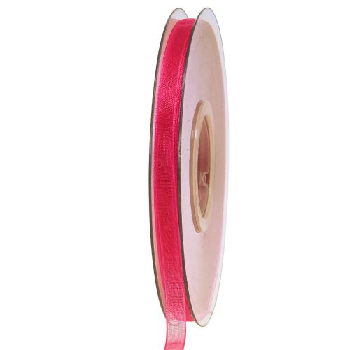 Product Organza ribbon gift ribbon pink ribbon selvedge 6mm 50m