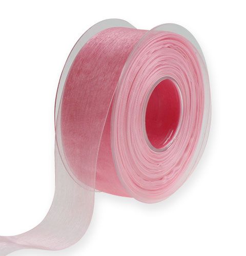 Floristik24 Organza ribbon gift ribbon pink ribbon selvedge 40mm 50m