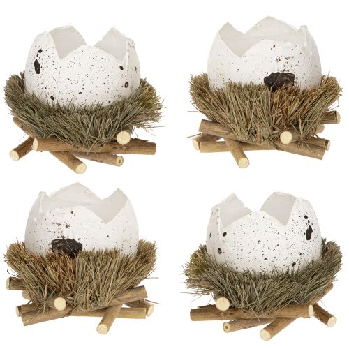Product Easter decoration egg in a nest, decorative bird's nest, natural colors, Ø9cm H11cm, 4 pieces