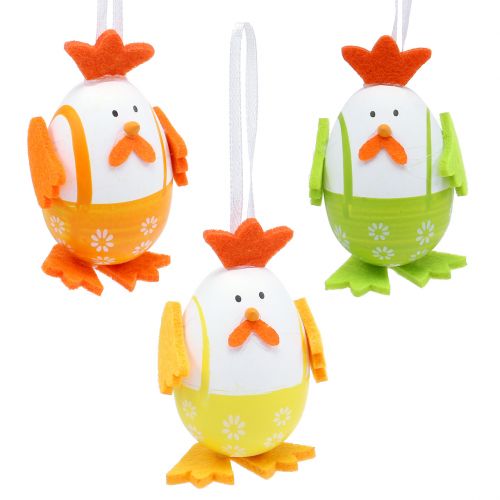 Floristik24 Painted Egg as Rooster for Hanging in Mix 7.5cm 12 pcs
