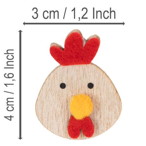 Product Wooden chicken with adhesive dot, Easter craft decoration, creative table decoration, country style, 5cm, 36 pieces