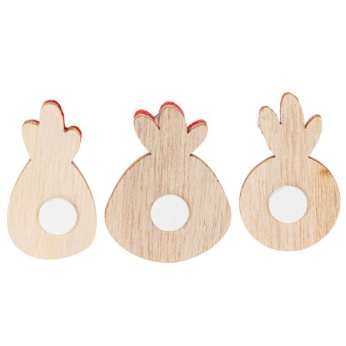 Product Wooden chicken with adhesive dot, Easter craft decoration, creative table decoration, country style, 5cm, 36 pieces