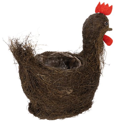 Product Easter decoration planting basket with vines and chicken decoration, 36cm