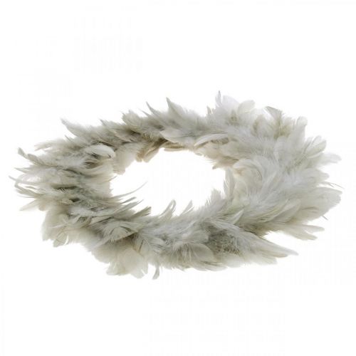 Floristik24 Easter decoration feather wreath large gray Ø25cm Spring decoration real feathers