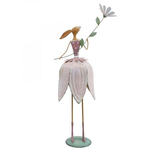 Floristik24 Easter decoration metal decoration Easter bunny with flower colorful H52cm