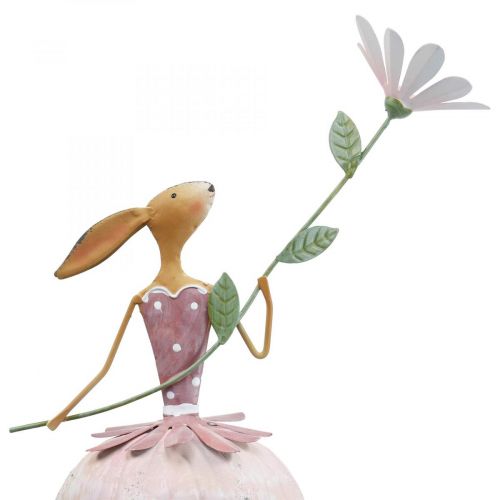 Floristik24 Easter decoration metal decoration Easter bunny with flower colorful H52cm