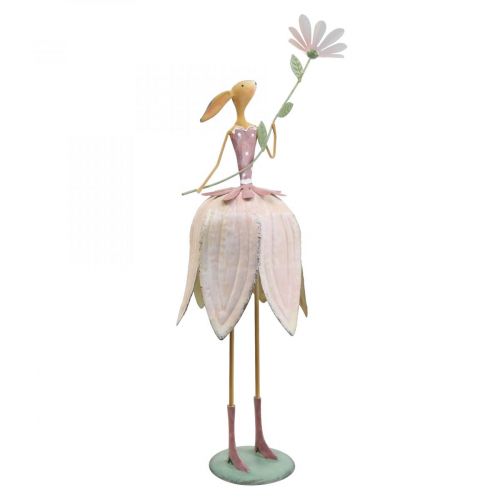 Floristik24 Easter decoration metal decoration Easter bunny with flower colorful H52cm