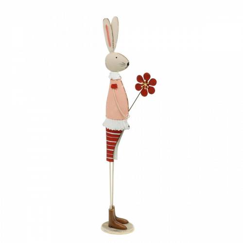 Floristik24 Easter decoration made of metal, spring, Easter bunny with flower, decorative bunny 44cm