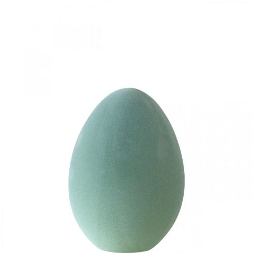 Floristik24 Easter egg decorative egg grey-green plastic flocked 20cm