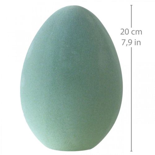 Product Easter egg decorative egg grey-green plastic flocked 20cm