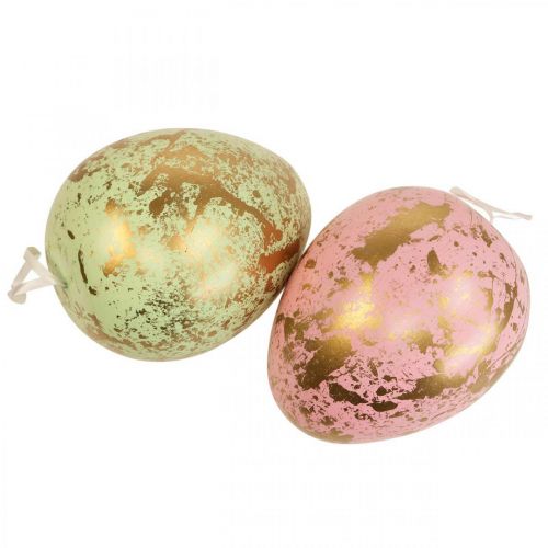 Floristik24 Easter egg to hang up decoration eggs pink, green, gold 12cm 4pcs