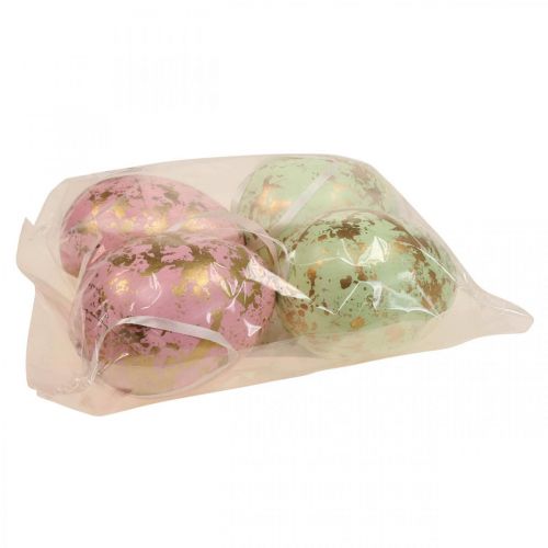 Floristik24 Easter egg to hang up decoration eggs pink, green, gold 15cm 4pcs