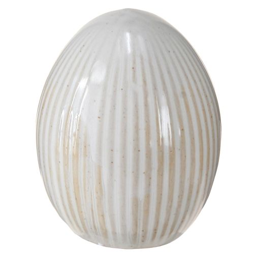 Product Easter Eggs Ceramic Decorative Egg with Grooves White Grey 5×6cm 6pcs