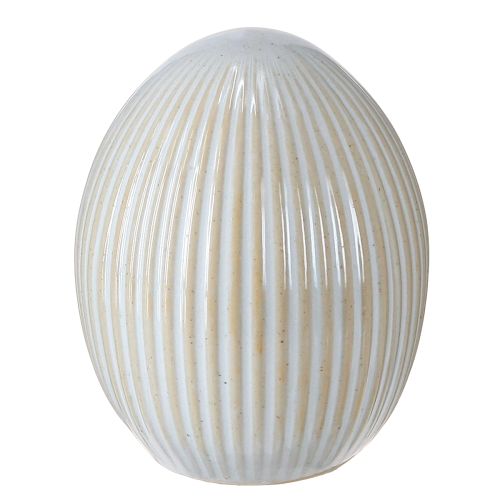 Floristik24 Easter Eggs with Grooves Ceramic Decorative Egg White Grey 7.5×9cm 4 Pcs