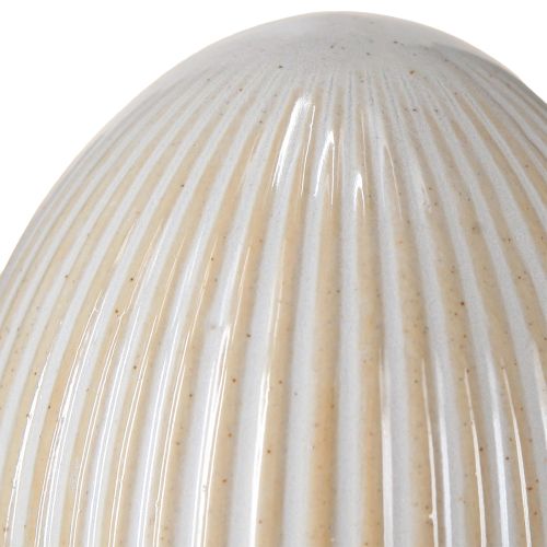 Product Easter Eggs with Grooves Ceramic Decorative Egg White Grey 7.5×9cm 4 Pcs