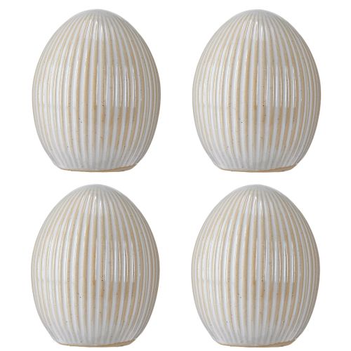 Product Easter Eggs with Grooves Ceramic Decorative Egg White Grey 7.5×9cm 4 Pcs