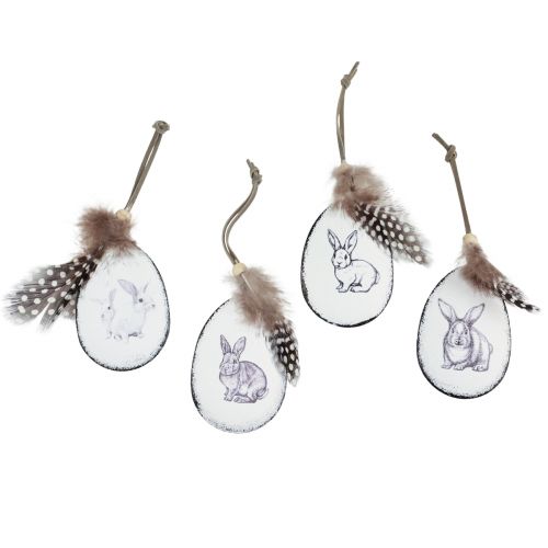 Floristik24 Easter Eggs for Hanging Feathers Rabbits Metal 5×7cm 8 pcs