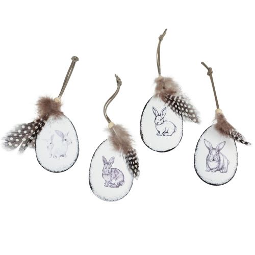 Floristik24 Easter eggs for hanging feathers rabbits metal 5×7cm 8pcs