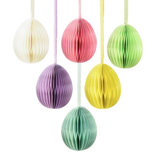 Floristik24 Honeycomb eggs for hanging paper decoration Easter eggs colorful 6cm 6pcs