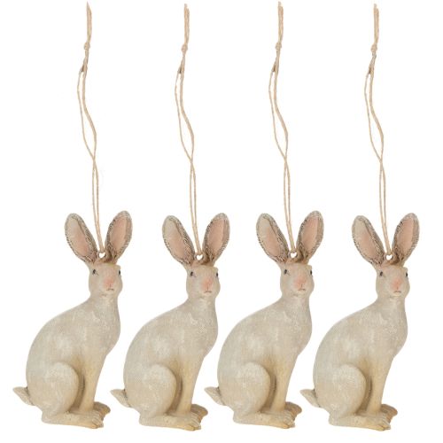 Product Easter bunny figure for hanging Easter decoration polyresin H9.5cm 4pcs