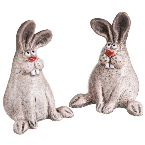 Floristik24 Easter Bunny Ceramic Funny Decoration Rabbit Brown H7cm 6 Pcs