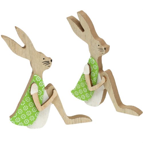 Wooden Easter Bunny sitting 11cm 8pcs