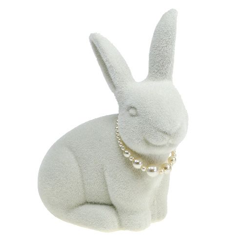 Floristik24 Easter bunny with chain in white flocked 20cm