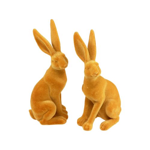 Floristik24 Easter Bunny Decorative Rabbit Figure Easter Yellow Curry H12.5cm 2pcs