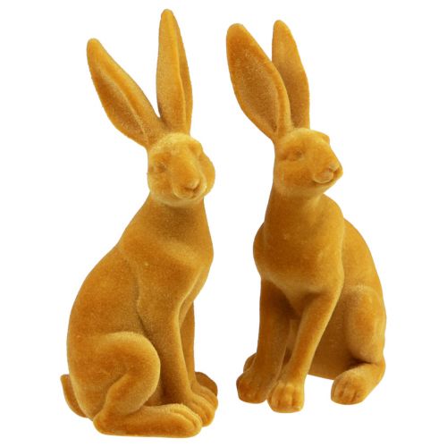 Product Easter Bunny Decoration Rabbit Figure Easter Yellow Curry H12.5cm 2 Pcs