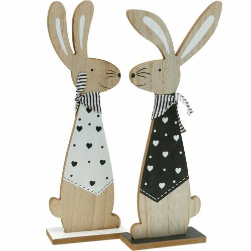 Floristik24 Easter bunny black and white stand Easter decoration wooden bunny figure set of 2