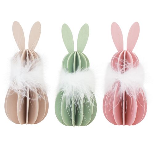 Product Easter Bunny Table Decoration Wooden Rabbit Colored 5.5×15cm 3 Pcs