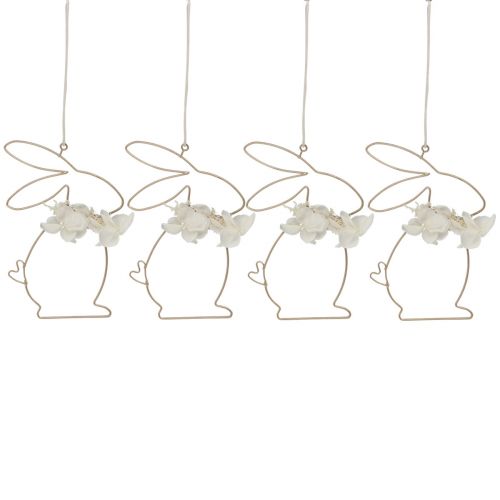 Product Easter bunnies for hanging metal flowers gold 10×14.5cm 4pcs