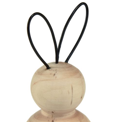 Product Easter bunnies wood metal in natural black H10.5cm 6 pcs