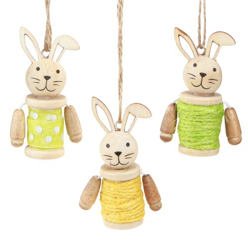 Product Easter bunnies for hanging Easter decoration wood jute H6.5cm 9 pcs