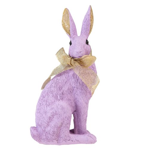Floristik24 Easter Bunny Decoration Purple Gold Rabbit Sitting Decorative Figure H25cm
