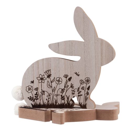 Product Easter Bunnies Wooden Rabbits Sitting Natural Brown 18.5×18cm 4pcs